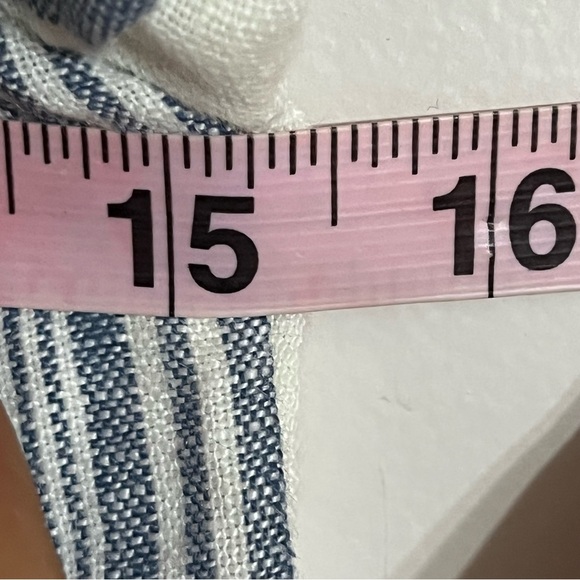 Altar’d State White Blue Striped 100% Linen Mini Dress Off Shoulder Size Small - Picture 8 of 10